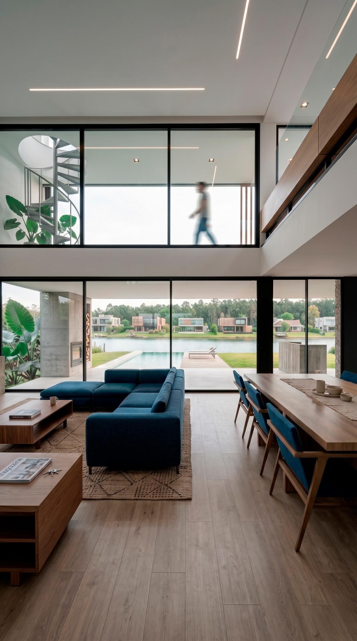 Living con vista al lago, Casa El Naudir